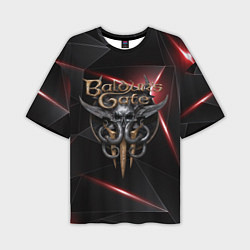 Мужская футболка оверсайз Baldurs Gate 3 logo black red