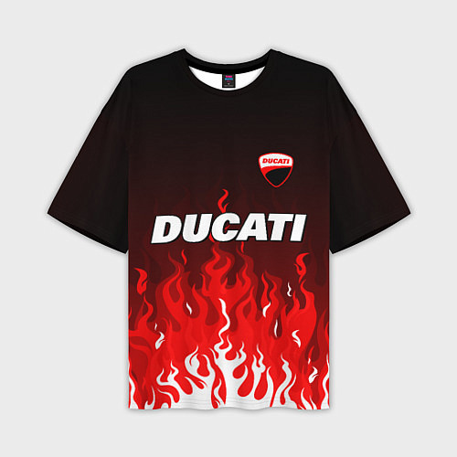 Мужская футболка оверсайз Ducati- красное пламя / 3D-принт – фото 1