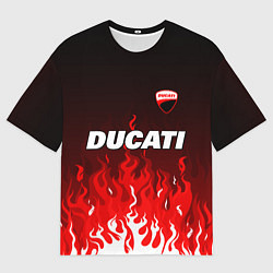 Мужская футболка оверсайз Ducati- красное пламя