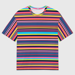 Футболка оверсайз мужская Яркие полоски, цвет: 3D-принт