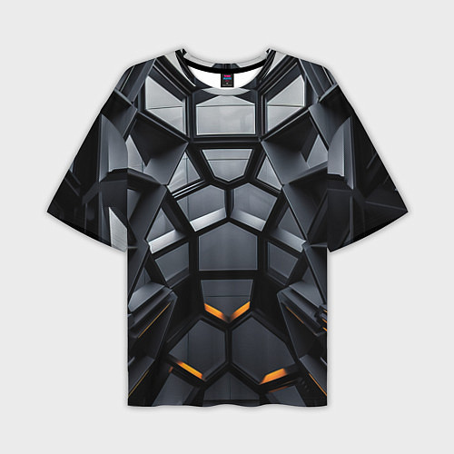 Мужская футболка оверсайз Объемная черная конструкция / 3D-принт – фото 1