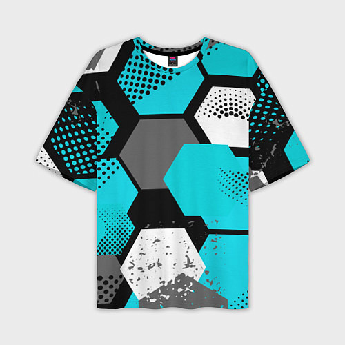 Мужская футболка оверсайз Шестиугольники абстрактный фон / 3D-принт – фото 1