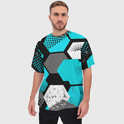 Футболка оверсайз мужская Шестиугольники абстрактный фон, цвет: 3D-принт — фото 2