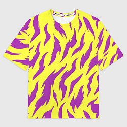 Футболка оверсайз мужская Кислотный тигр паттерн, цвет: 3D-принт
