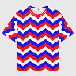 Футболка оверсайз мужская Волны цвета флага России, цвет: 3D-принт