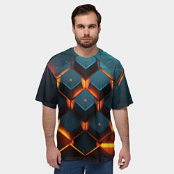 Футболка оверсайз мужская Объемные кубы со светом, цвет: 3D-принт — фото 2