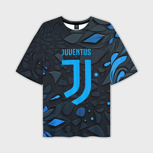 Мужская футболка оверсайз Juventus blue logo / 3D-принт – фото 1