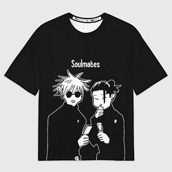 Мужская футболка оверсайз Сатору Годжо и Гетто Сугуру - Магическая битва