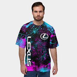 Футболка оверсайз мужская Lexus - неоновые брызги, цвет: 3D-принт — фото 2