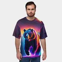 Футболка оверсайз мужская Люминесцентный медведь гризли, цвет: 3D-принт — фото 2