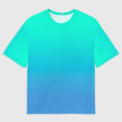 Футболка оверсайз мужская Градиент сине-зелёный светлый, цвет: 3D-принт