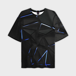 Мужская футболка оверсайз Black texture neon line