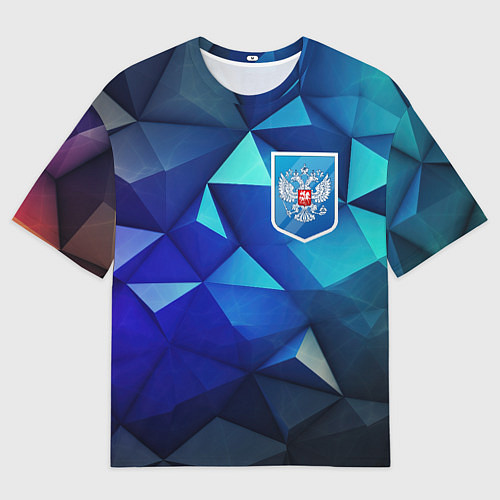 Мужская футболка оверсайз Russia blue abstract / 3D-принт – фото 1