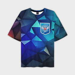 Футболка оверсайз мужская Russia blue abstract, цвет: 3D-принт
