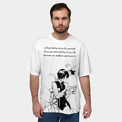 Футболка оверсайз мужская Дазай и цитата - Бродячие псы, цвет: 3D-принт — фото 2