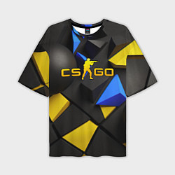 Мужская футболка оверсайз CSGO blue yellow abstract