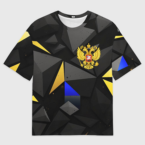 Мужская футболка оверсайз Герб РФ абстракция / 3D-принт – фото 1