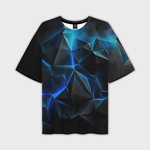 Мужская футболка оверсайз Blue abstract ice / 3D-принт – фото 1