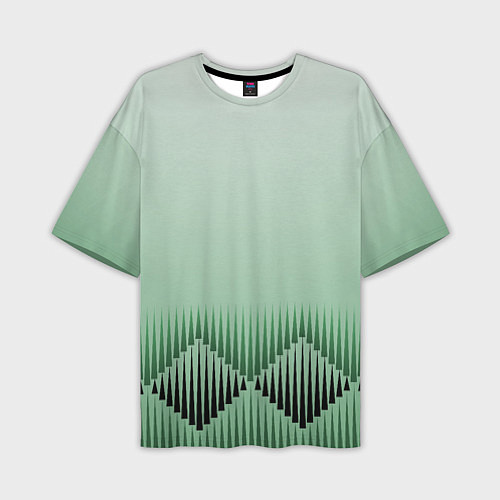 Мужская футболка оверсайз Зеленый градиент с ромбами / 3D-принт – фото 1