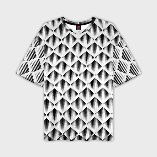 Мужская футболка оверсайз Ромбы из черных треугольников / 3D-принт – фото 1
