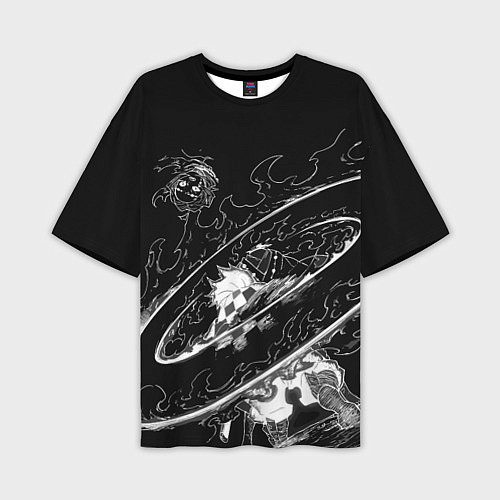 Мужская футболка оверсайз Танджиро против луны - Клинок демонов / 3D-принт – фото 1