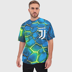 Футболка оверсайз мужская Juventus blue green neon, цвет: 3D-принт — фото 2