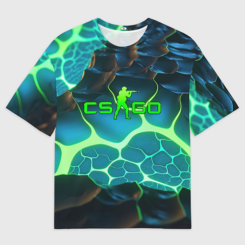 Мужская футболка оверсайз CSGO разлом неоновых плит / 3D-принт – фото 1