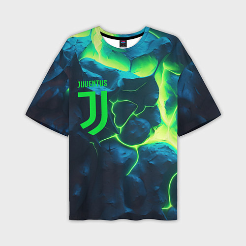 Мужская футболка оверсайз Juventus green neon / 3D-принт – фото 1