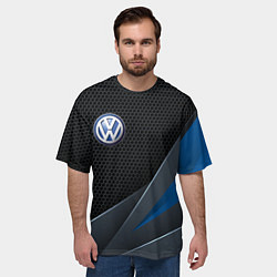 Футболка оверсайз мужская Фольцваген - синяя броня, цвет: 3D-принт — фото 2