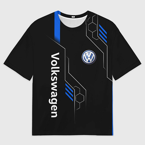 Мужская футболка оверсайз Volkswagen - blue technology / 3D-принт – фото 1