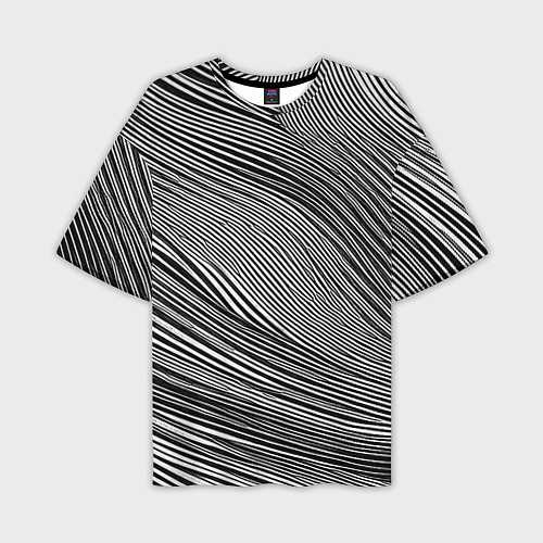 Мужская футболка оверсайз Черно-белые полосы абстракция / 3D-принт – фото 1