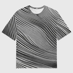 Мужская футболка оверсайз Черно-белые полосы абстракция
