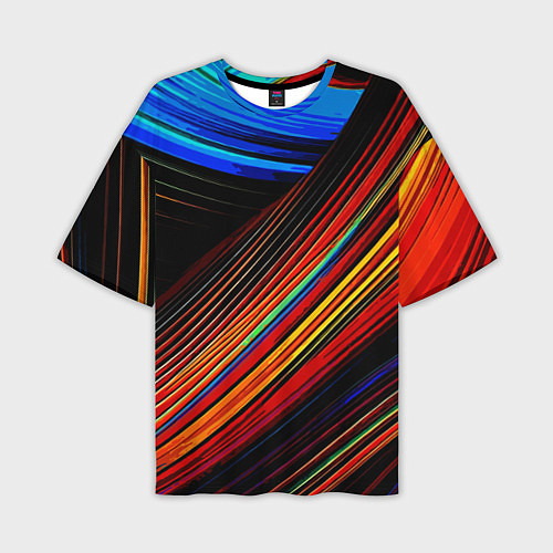 Мужская футболка оверсайз Смесь ярких линий абстракция / 3D-принт – фото 1