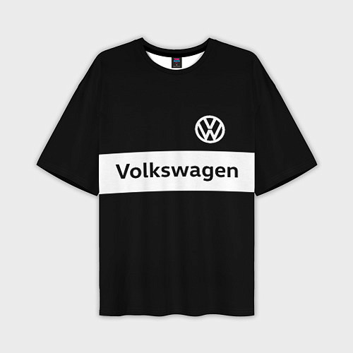 Мужская футболка оверсайз Фольцваген - черный и белый / 3D-принт – фото 1