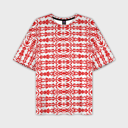 Мужская футболка оверсайз Красно-белый батик / 3D-принт – фото 1