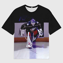 Футболка оверсайз мужская Sergey Bobrovsky - goalkeeper - Columbus blue jack, цвет: 3D-принт