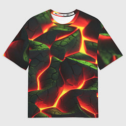 Футболка оверсайз мужская Зеленые плиты и лава, цвет: 3D-принт