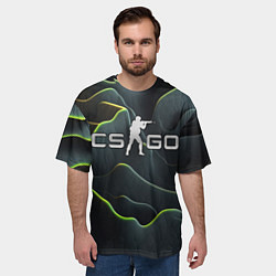 Футболка оверсайз мужская CSGO green dark texture, цвет: 3D-принт — фото 2