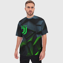 Футболка оверсайз мужская Juventus black green logo, цвет: 3D-принт — фото 2