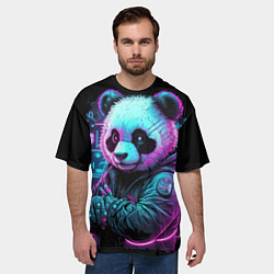 Футболка оверсайз мужская Панда в неоновом свете, цвет: 3D-принт — фото 2