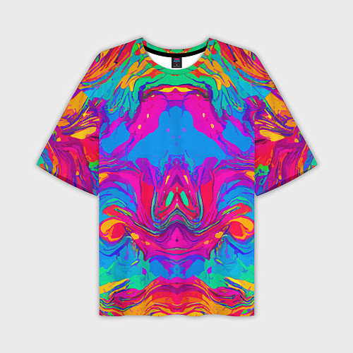 Мужская футболка оверсайз Красочная зеркальная абстракция - мода - нейросеть / 3D-принт – фото 1