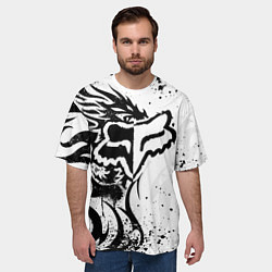Футболка оверсайз мужская Fox motocross - белый дракон, цвет: 3D-принт — фото 2