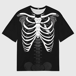 Мужская футболка оверсайз Скелет: ребра с пером