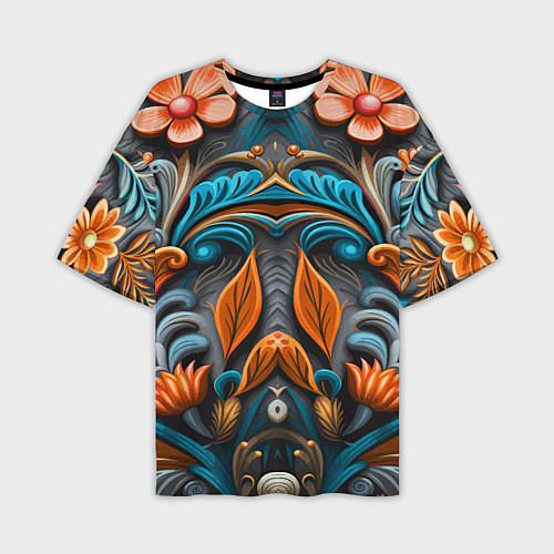 Мужская футболка оверсайз Mirrow floral pattern - art - vogue / 3D-принт – фото 1