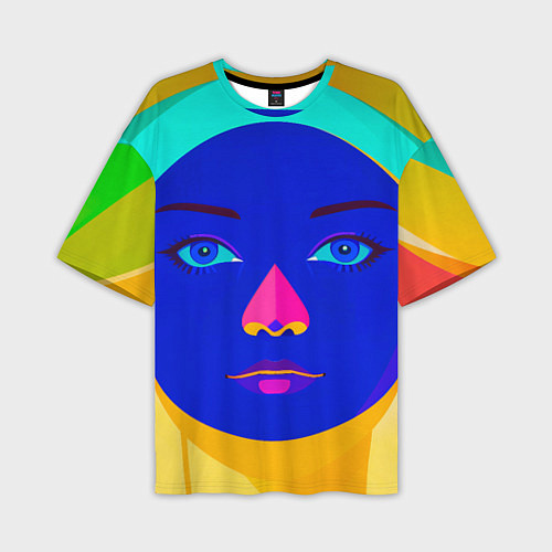 Мужская футболка оверсайз Девушка монашка с синим лицом / 3D-принт – фото 1