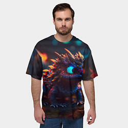 Футболка оверсайз мужская Дракончик и осень, цвет: 3D-принт — фото 2