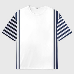Мужская футболка оверсайз Синие вертикальные полосы по бокам