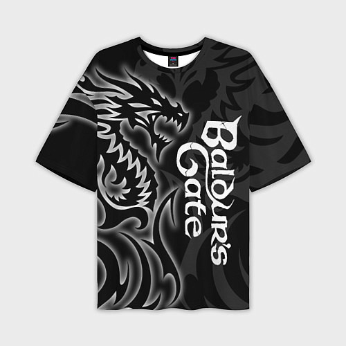 Мужская футболка оверсайз Балдурс гейт 3 - черный дракон / 3D-принт – фото 1