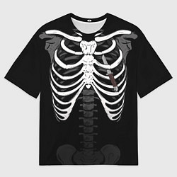 Мужская футболка оверсайз Скелет: ребра и нож