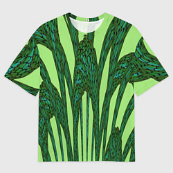 Мужская футболка оверсайз Зеленый растительный мотив